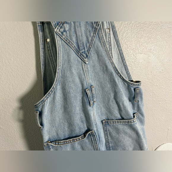 Women’s Pull & Bear Denim Overalls Dungarees Light Blue 100% Cotton Sz Small - Picture 6 of 7